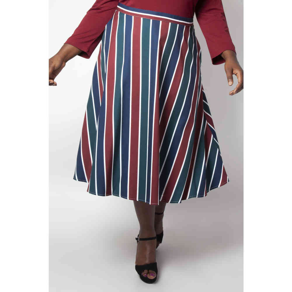 Voodoo Vixen - Madelyn Striped Hoch taillierter Rock - Circle - Mehrfarben